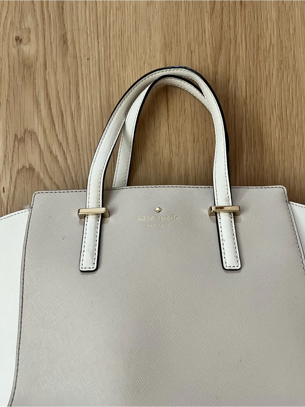 kate spade Cream and White Structured Leather Satchel